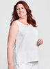 Fundamental Tank, shown in solid White.  Model is 5'9" tall, wearing size Medium.