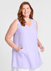 Live In Tunic, shown in Wisteria.  Model is 5'9" tall, wearing size Medium.