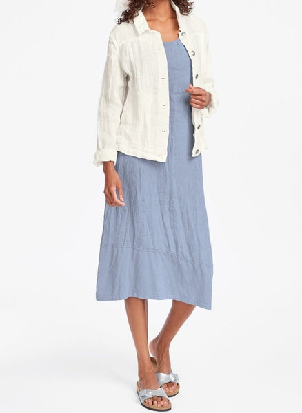 Midtown Dress, shown in Wedgewood (topped with the FLAX Jean Jacket)
