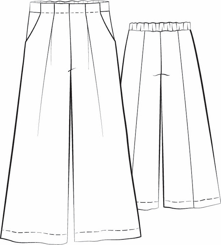 Pleated Pant, detailed sketch shown, 100% Linen.