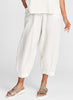 Seamly Pant, shown in Cream.  100% Linen.  Model is 5'9" tall, wearing size Small.