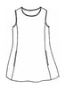 Side Pocket Tunic, detailed sketch shown.  A sleeveless tunic with a high rounded neckline, ample shoulder coverage, vertical shaping seams, featuring 2 side seam pockets, and a flattering a-line shape.  100% Linen.