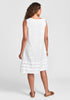 Tuck Dress, shown in White (on the reverse) with pintuck detail along hem repeated on front and back.  Model is 5'9 wearing size Small.