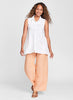 Skyline Blouse (in White) + Playful Pant (in Clementine Stripe).  100% Linen, FLAX de Soleil 2022