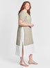 Tempo Tunic (in Chai Gauze) layered over the Slipster dress (in White).  Model is 5'9" tall, wearing size Medium.