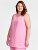 Tuck Tunic, shown in Magenta Yarn Dye.  100% Yarn Dyed Linen.  Model is 5'9" tall, wearing size Medium.