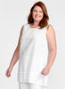 Tuck Tunic, shown in White. 100% Solid Linen. Model is 5'9" tall, wearing size Medium.