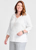 V Pullover, shown in solid White.  Model is 5'9" tall, wearing size Medium.