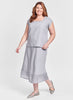 Starling Top + Gauzy Skirt (in Platinum, grey), Model is 5'9" tall, wearing size Medium.  100% Linen, in Women's Regular and Plus sizes, FLAX Weddings 2022.